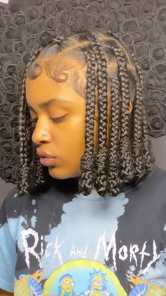 Cute Short Hairstyles For Black Women Braids, Cute Updo Braided Hairstyles, Box Braids Knots, Cornrow Bob Braids, Bob Hairstyles For Black Women Braids, Short Braids Hairstyle Women, Braids With Knots At The End, Easy Black Hairstyles Braids, Box Braids With Cornrows On Top