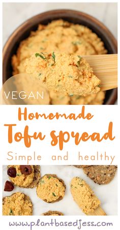 vegan homemade tofu spread recipe with text overlay