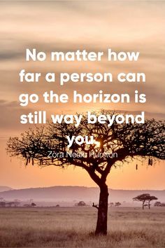 “No matter how far a person can go the horizon is still way beyond you.” — Zora Neale Hurston.