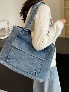 Casual Tote Bag, Denim Shoulder Bags, Denim Tote Bags, Denim Tote, Large Shoulder Bags, Big Bags, Denim Bag, Casual Tote