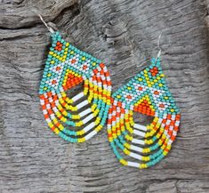 Indigenous Beadwork, Large Statement Earrings, Native American Beaded Earrings, Handmade Earrings Beaded, Native American Beading, Earring Tutorial, Seed Bead Earrings, Bead Earrings, Seed Bead