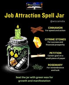 Dream Job Spell Jar, Get A Job Spell Jar, Power Spell Jar, Spells For Studying, Job Attraction Spell, Career Spell Jar, Manifest A Job Spell, Justice Spell Jar