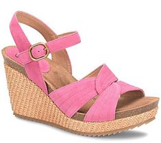 Your go-to summertime sandal that's designed with a charming basket weave wedge to elevate casual and dressy looks to new heights. From Sofft. Spring Vacation Wedge Sandals With Arch Support, Spring Beach Wedge Sandals With Arch Support, Spring Open Toe Woven Leather Wedge Sandals, Spring Woven Leather Sandals With Wedge Heel, Summer Wedge Sandals With Arch Support For Spring, Casual Woven Leather Wedge Sandals, Spring Woven Leather Wedge Sandals, Spring Woven Leather Wedge Sandals With Straw, Spring Woven Leather Straw Wedge Sandals