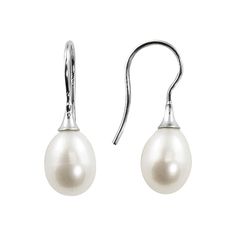 Chic, classic earrings. This lovely pair features freshwater, cultured pearls in a single, dropped design. And the lustrous oval shapes are polished to an elegant finish. With sterling silver, shepherd-hook backings that slide on to ensure a comfortable fit. Plus, they come in a white leatherette box for easy gift giving and storage. Details:  8- x 9-mm cultured pearls Pierced Sterling silver  Size: One Size. Gender: female. Age Group: adult. Classic Pearl Earrings With French Hook For Anniversary, Classic Oval Pearl Drop Earrings, Classic Silver Pearl Earrings With French Hook, Classic Pearl Earrings With French Hook For Formal Occasions, Classic Teardrop Pearl Earrings With French Hook, Classic Pearl Earrings With French Hook As Gift, Classic Pearl Earrings With French Hook, Classic Oval Earrings With Ear Wire, Formal Oval Earrings With Pearl Charm