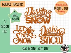 the digital cut file for christmas sayings, including snowflakes and pine cones