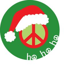 a peace sign with a santa hat on it