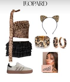 the leopard print is on display in this fashion postcard, which features accessories and shoes