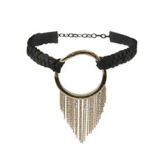 Saturday Night Done Right. Behind the Bit Choker in black and gold by Ettika.Genuine black leather. 18kt gold plated. Choker length: 9.75" + 5" extender chain. Sheep Skull, Engraved Rolling Pins, Handmade Chokers, Vintage Cowgirl, Bohemian Handmade, Trendy Fashion Jewelry, Boho Luxe, Suede Fringe, Glitz And Glam