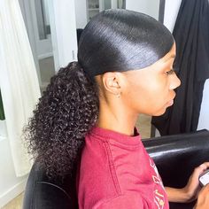 Short curly ponytail on black girl Short Curly Ponytail, Curly Ponytail