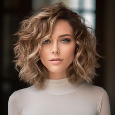 80 Flattering Haircuts for Square Faces for a More Feminine Look Best Short Wavy Haircuts, Medium Hair Styles Brown, One Length Bob Curly Hair, Perm On Mid Length Hair, Wavy Lob Hairstyles Mid Length, Mid Length Wavy Curly Haircuts, Med Wavy Hairstyles For Women, Over 50 Wavy Hairstyles For Women, Curly Lob Hair