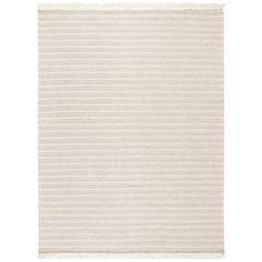 a rug with white and beige stripes on the bottom, in front of a white background