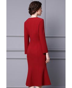 Get 10% off now! Buy elegant burgundy knee length fishtail party dress with long sleeves at cheap price online. Free stable shipping and pro custom service since 2009. Elegant Dresses With Mermaid Hem For Fall, Elegant Mermaid Hem Dress For Fall, Fitted Mermaid Hem Dresses For Fall, Formal Fishtail Bodycon Dress, Long Sleeve Bodycon Dress For Banquet, Elegant Long Sleeve Red Dress For Fall, Elegant Red Mermaid Fishtail Dress, Elegant Long Sleeve Bodycon Dress For Banquet, Red Long Sleeve Elegant Bodycon Dress