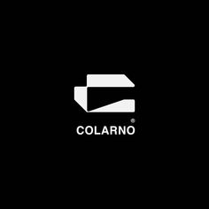 a black and white logo with the word colarno in it's center