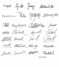 some handwriting on a white paper with many different types of writing in black and white