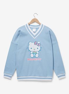 Kawaii Hello Kitty Outfit, Boxlunch Hello Kitty, Sanrio Aesthetic Outfits, Kitty Closet, Hello Kitty Merch, Hello Kitty Patch, Hello Kitty Sweater, Hello Kitty Rainbow, Sanrio Outfits