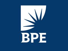 the bppe logo is shown on a blue background with white letters and an arrow