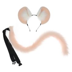 an animal ears and tail are shown on a white background with a black headband