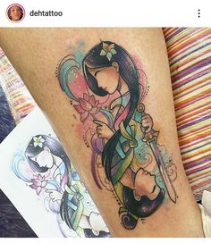 Disney Sleeve Tattoos, Geisha Tattoo Design, Disney Princess Tattoo, Japanese Sleeve Tattoos, Large Tattoos, Sister Tattoos, Dream Tattoos, Disney Tattoos, Pattern Tattoo