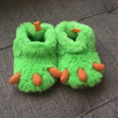 No Tags But Brand New, Never Worn, Green Monster Slippers In Size 2. Dinosaur Slippers, Monster Slippers, Monster Costumes, Toddler Slippers, Baby Dino, Love Monster, Faux Fur Slippers, Green Monsters, Baby Monster