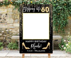 Welcome! This 24x36" photo prop has gold ballons that can have any birthday number - 21, 30, 60, 80, etc.! Features gold jewel high heels! Comes with Step-by-Step instructions on how to assemble!  ★★ PLEASE NOTE - THIS IS NOT PRINTED AND SHIPPED. This listing is for a PDF and JPG. ★★ PLEASE NOTE - THIS IS NOT AN EDITABLE ITEM. Customers have been happy printing photo props at Staples, FedEx/Kinkos, Walgreens and Office Depot. ⭐️ TURNAROUND TIME Turnaround is one business day from time of purchas 60th Birthday Photo Booth, Birthday Photo Booth, 60 Birthday, Selfie Frame, Number 21, Photo Booth Prop, Birthday Photo Props, Gold High Heels, Photo Boards