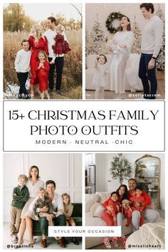 the christmas family photo outfits is featured in this postcard style ad for modern neutral chic