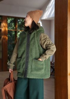 Material: 79% Cotton, 8% Wool, 13% Nylon Pattern: Solid Collar: Hooded Style: Casual Season: Autumn, Winter Winter Patchwork Khaki Outerwear, Winter Khaki Patchwork Outerwear, Winter Patchwork Hoodie, Winter Outdoor Hoodie With Patchwork, Casual Green Patchwork Outerwear, Green Hooded Jacket With Fleece Lining For Fall, Casual Khaki Patchwork Outerwear, Green Hoodie With Pockets For Cold Weather, Green Patchwork Outerwear For Outdoor