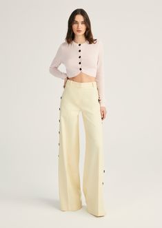 Carter Wide Leg Button Detail Trouser | Derek Lam 10 Crosby Bra Alternatives, The Carter, Denim Essentials, Derek Lam 10 Crosby, Wedding Attire Guest, Derek Lam, Sweater Sale, Wide Legs, Lingerie Collection