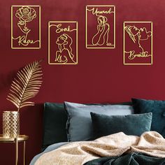 PRICES MAY VARY. Exquisite and Abstract Design: the gold wall art for bedroom is outlined by metal lines, creating a 3D effect visually, showing the outline of a woman's body, and the combination of simple lines show a different abstract feeling Proper Size to Apply: the size of gold accent bedroom decor is about 30 x 20 cm/ 11.81 x 7.87 inches, suitable for you to hang in many places without taking up too much space, and can catch the eyes of your family and guests Strong and Safe Material: the Gold Bedroom Wall Art, Gold Metal Wall Art, Gold Room Decor, Room 2023, Modern Metal Wall Art, Gold Rooms, Gold Wall Decor, Gold Wall Art, Women Body