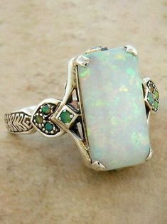 Vintage White Opal Ancient Silver Ring | zolucky Opal Diamond Ring, Antique Silver Rings, Colored Stone Rings, Fire Opal Ring, Jewelry Wedding Rings, Styl Boho, Diamond Anniversary Rings, Opal Ring, Opal Jewelry