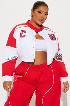 Available In Red/combo. Jacket Collar Long Sleeve Twill Embroidery Colorblock Patches Fully Lined Shell: 100% Cotton Lining/ Filling: 100% Polyester Imported | Cherry Bomb Bomber Jacket in Red size 2X by Fashion Nova Red Long Sleeve Cropped Casual Jacket, Red Long Sleeve Outerwear With Graphic Print, Red Urban Long Sleeve Windbreaker, Urban Red Long Sleeve Windbreaker, Red Long Sleeve Windbreaker With Double-lined Hood, Cherry Bomb, Jeans Jumpsuit, Red Jacket, Matching Dresses