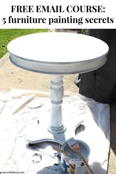 a white table with paint on it and the words should you prime before painting?