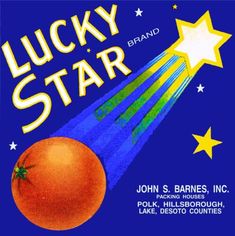 an advertisement for lucky star brand with a tomato and stars in the sky above it