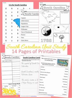 the south carolina unit study is filled with printables