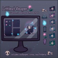 the littlest reader custom desktop and phone pack includes wallpaper, icons, and folders