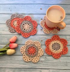 Ornate Coasters - Free Crochet Coaster Pattern - The Crochet Fix Cat Coasters Crochet Free Pattern, Crochet Coasters Free Pattern Easy, Crotchet Patterns Projects Free Beginner, Free Crochet Coasters, Easy Crochet Gifts, Free Crochet Coaster Patterns, Crochet Coasters Pattern, Funky Mug, Small Crochet Projects