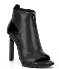 From DKNY, the Dua Leather Peep Toe Booties features:Leather upper Zip closureSynthetic lining Rubber outsole 4.3" heel height Imported. Bootie Sandals, Dress Sandals, Donna Karan, Boot Sandals, Dream Shoes, Nice Shoes, Women's Shoes Sandals, Bootie Boots, Shoes Sandals