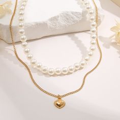 Material: Alloy Color: 5676601 Fashion Element: Love Heart/Heart Shape Style: INS Style Trendy Pearl Chain Necklace For Valentine's Day, Trendy Pearl Chain Jewelry For Valentine's Day, White Clavicle Chain Necklace For Valentine's Day, Trendy Heart-shaped Pearl Chain Necklace, Mother's Day Heart Necklace With Chain, Necklaces Cross, Cross Border, Love Necklace, Necklace For Women