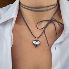 Pendant: Stainless Steel. Size: 2.5*2.5 cm. Color:  silver/gold. Length of the cord is 155 cm. (I can make the length you need, just write me a message). Material: faux suede. Color: black/chocolate/deep gray. Silver Heart Charm Necklace For Friendship, Silver Heart Necklace For Friendship, Silver Heart Choker Necklace Gift, Silver Heart Shaped Choker Necklace As Gift, Necklace Tie, Black Chocolate, Necklace Leather, Tie Necklace, Puffy Heart