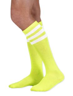 PRICES MAY VARY. Cotton Machine Wash These Neon Nation socks are one of a kind; They are perfect for teams as they comfortably fit a wide range of sizes; They are not too thick or thin and come at a great price; Whether you are playing a sport, adding them to a costume or simply want to put some flash into your outfit these socks are the perfect choice Neon Nation is printed on the bottom of the sock which can only be seen under the foot These Neon Nation socks are one of a kind; They are perfec Stripes Clothing, Tube Socks, Colorful Socks, Sport Socks, Neon Yellow, Knee High, White Stripe, Top Styles, Fashion Branding