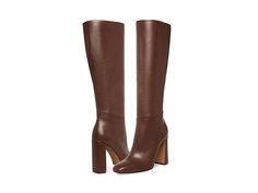 Steve Madden Ally Boot - Women's Boots : Brown Leather : Complement your chic fall-ready wardrobe in the Steve Madden Ally Boot. Inside zipper closure. Round toe silhouette. Knee-high length. Covered block heel. Leather upper. Textile and synthetic lining. Synthetic insole. Synthetic outsole. Imported. Measurements: Heel Height: 4 in Circumference: 15 in Shaft: 14 3 4 in Product measurements were taken using size 7, width M. Please note that measurements may vary by size. Winter Knee-high Boots With Reinforced Heel For Office, Trendy Knee-length Leather Heeled Boots, Winter Workwear Knee-high Boots With Reinforced Heel, Trendy Knee-high Boots For Office, Knee-length Winter Boots For Office, Winter Office Knee-length Boots, Knee-length Winter Office Boots, Trendy Knee-high Office Boots, Modern Knee-high Boots With Reinforced Heel For Fall