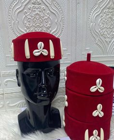 Original handbeaded Igbo red cap designed with cowries. caps available in various colors. It can be worn for any occasion. Kindly indicate your head size in inches and your desired color when checking out. Ready to ship in 12 business days. Red Wedding Cap, Traditional Red Hats For Gifts, Traditional Red Hat For Gift, Traditional Red Hat Gift, African Hat, African Hats, Traditional African Clothing, African Royalty, Caps For Men