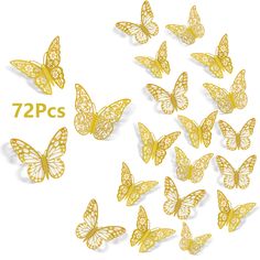 PRICES MAY VARY. 【Package Included】72pcs butterfly wall stickers: 24 pcs Style 1, 24 pcs Style 2, 24 pcs Style 3, each style has 3 sizes(3", 4", 5") and each size has 4pcs. Coming with 72pcs double sided adhesive dots. 【3D Butterfly Wall Decals】The butterfly stickers are made of metallic paper, you can fold the butterfly sticker into the shape you want. After folding, 3D butterfly wall stickers will add vitality to your room. 【3 Styles to Decorate】3 kinds of designs, 3 kinds of sizes can be used Butterfly Centerpieces, 3d Butterfly Wall Decor, Sticker Butterfly, Butterfly Party Decorations, Gold Room Decor, Butterfly Wall Decals, Butterfly Decal, Animal Home, 3d Butterfly Wall Stickers