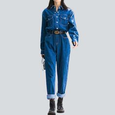 Revive the iconic fashion of the Y2K era with our 2023 Spring-Summer Collection's women's denim jumpsuit! Featuring a sanded medium wash. slim fit. and buttoned closure. this millennial-inspired jumpsuit will take your style game to the next level.Why You'll Fall In LoveThis timeless piece is sure to bring you endless compliments. with its carefully crafted silhouette. vibrant painted prints. and its unique sanded texture. Whether you're out for a picnic. rooftop gathering. or a special evening Trendy Spring Button-up Denim Jumpsuit, Denim Blue Button-up Jumpsuit, Trendy Fall Overalls With Buttons, Dark Wash Button Closure Straight Leg Denim Jumpsuit, Spring Denim Blue Button-up Overalls, Dark Wash Straight Leg Denim Jumpsuit With Button Closure, Relaxed Fit Dark Wash Denim Jumpsuit With Buttons, Dark Wash Denim Jumpsuit With Buttons And Relaxed Fit, Fall Medium Wash Overalls With Button Closure