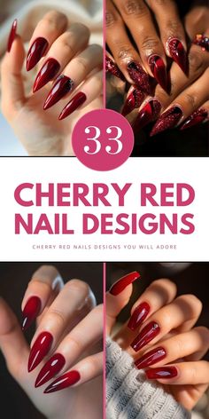 Discover the best cherry red nails ideas and designs for 2025. From dark, short styles to almond-shaped designs, find the perfect polish and art inspo for autumn. Save this pin to your 'Nail Designs' board and visit the article for more ideas. Cherry Short Nails, Red Nails Ideas, Cherry Red Nails, Almond Shaped, Shape Art, Short Styles