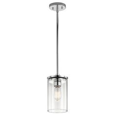 a light fixture with a clear glass shade