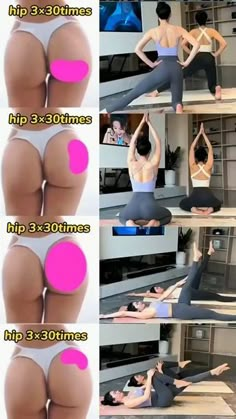 woman doing yoga poses with her butts and thighs showing the different positions to do