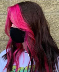 A women's lifestyle destination dedicated to style, entertainment, love, and living beautifully. Women Hair Dye, Hot Pink Hair Dye Ideas, Medium Length Color Ideas, Pink Underlayer Hair, Half Half Hair Color, Peekaboo Hair Color Pink, Soft Hair Color, Two Color Hair, Hidden Hair Color