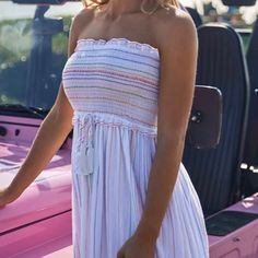 -Maxi Dress With Colour Lines Throughout -Size Xs White Strapless Feminine Sundress, Casual White Strapless Maxi Dress, Casual White Strapless Midi Dress, White Bohemian Strapless Mini Dress, Swim Dresses, Tube Maxi Dresses, Charlotte Dress, Ribbed Maxi Dress, Cutout Maxi Dress