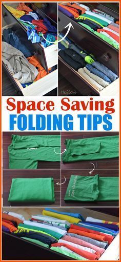 space saving folding tips book cover with folded clothes and other items in the bottom right corner