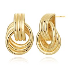 PRICES MAY VARY. Gold Knot Earring Material - The gold geometric earring for women is made of 14K gold plate brass, and it has 925 sterling silver vermeil post,to ensure a lightweight experience. Lead Free, nickel free and cadmium free to make sure it is a hypoallergenic earring. And suit for your all looks 14K Gold Statement Earrings - length: 0.78" width: 0.51", the simple stylish earrings with modern geometric shape, easy to put one and off. The unforgettable drop dangle earrings are a great Gold Drop Earrings With Solid Link Construction, Yellow Gold Stainless Steel Drop Earrings, Nickel-free Yellow Gold Drop Clip-on Earrings, Nickel-free Yellow Gold Metal Chandelier Earrings, Gold Knot Earrings, Elegant 14k Gold-filled Hoop Earrings With Dangling Charms, Formal Earrings, Gold Earrings For Women, Silver Statement Earrings